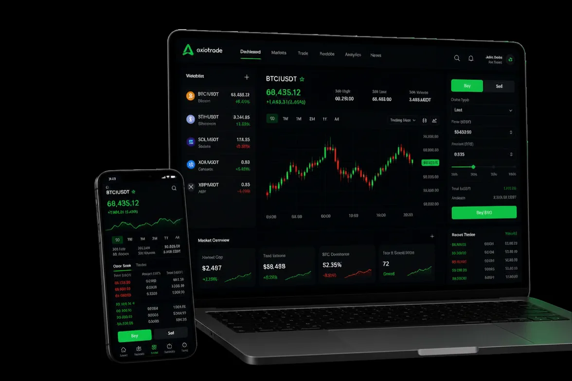 Axiotrade trading platform — order ticket on web and mobile